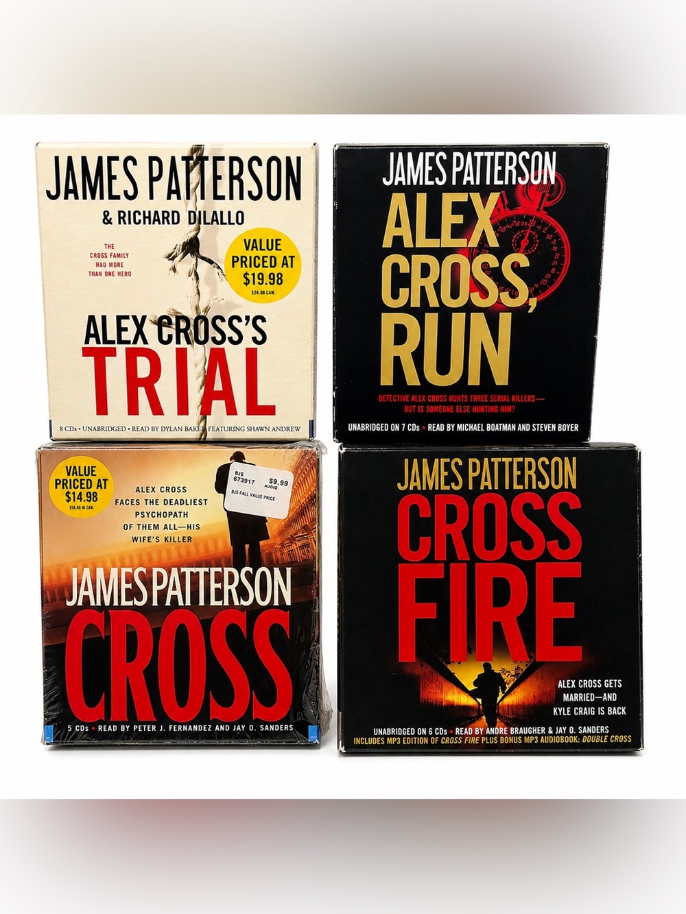 James Patterson Alex Cross Audiobook CD Lot 4 Cross Fire Trial Run Cross Bundle